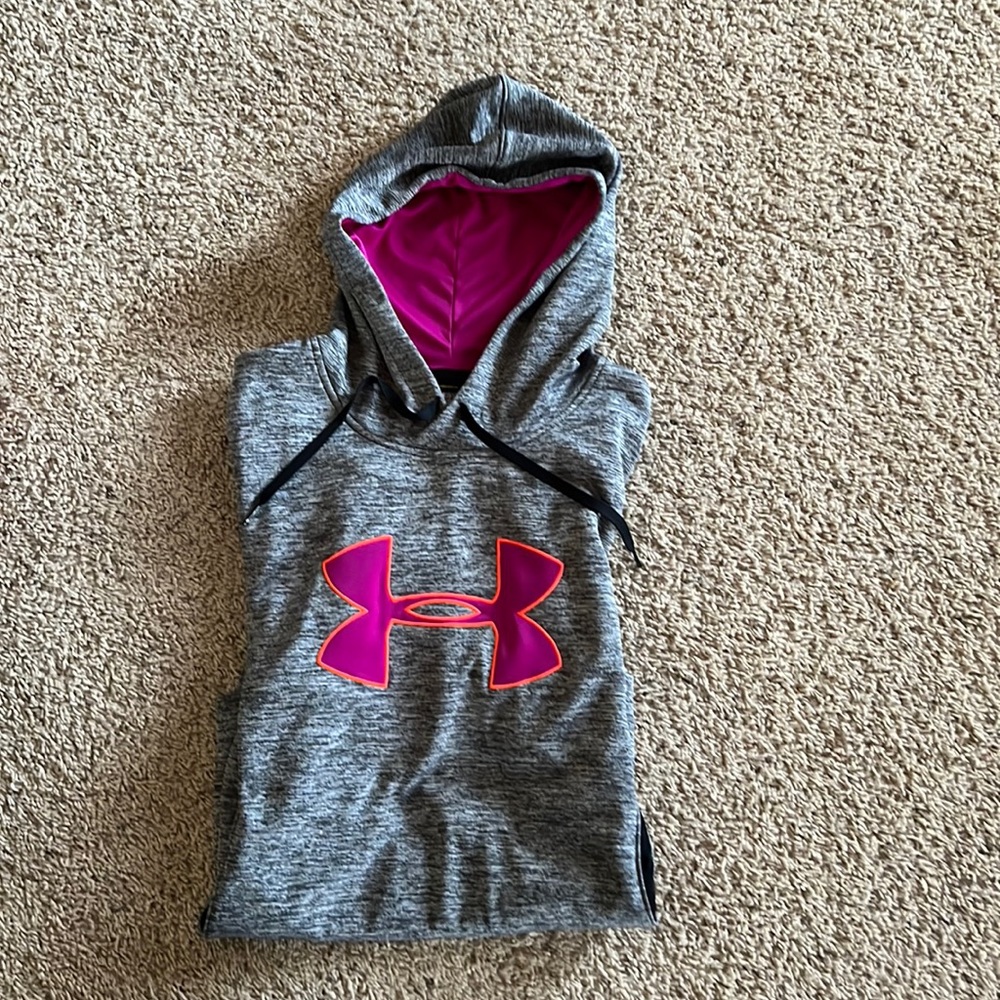 Under Armour hoodie. Women’s large. Gray/pink.